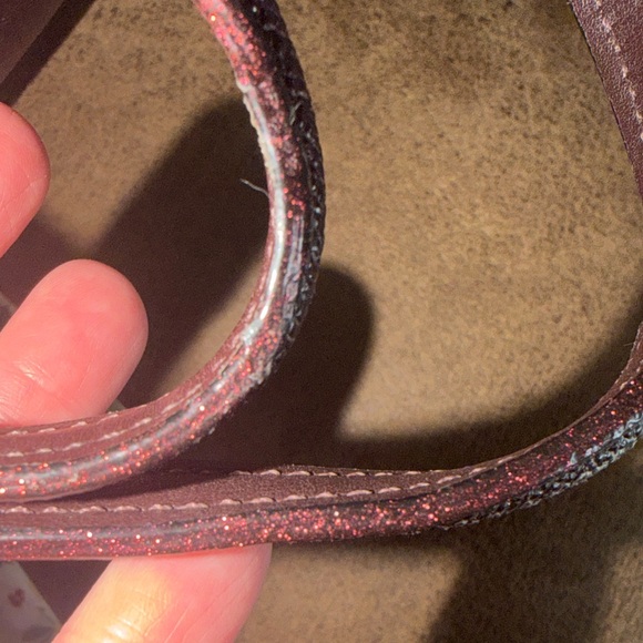 Coach Glittery Brown Leather Tote with Floral Scarf - Picture 10 of 15